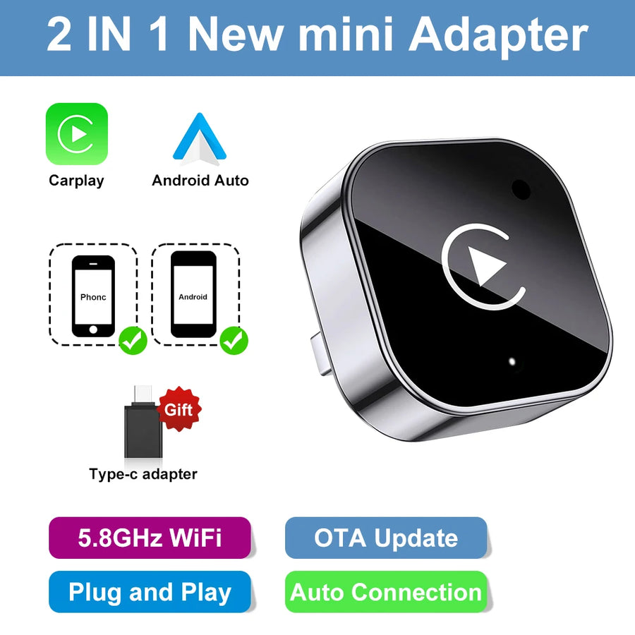 Adaptateur CarPlay Sans Fil 2-en-1